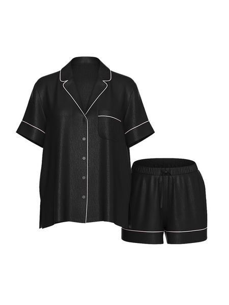 Піжамний комплект Victoria's Secret Satin Short Pajama Set Black 67800 фото