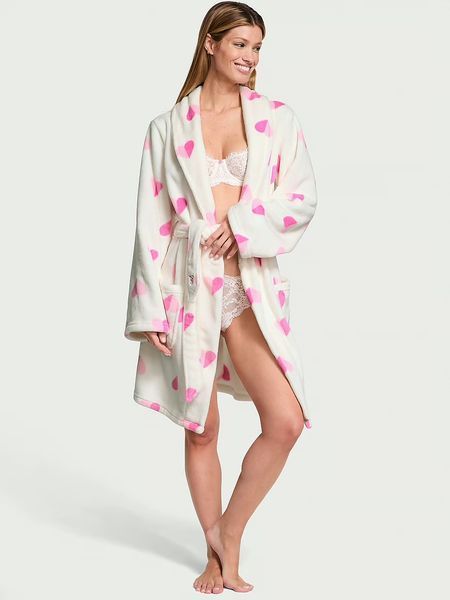 Халат Victoria's Secret - COCUNUT WHITE & PINK HEARTS 4468 фото