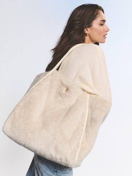 Сумка Faux-Fur Tote Bag White 2903 фото
