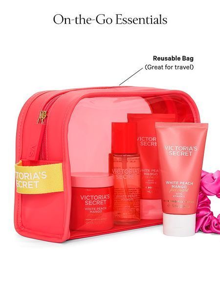 Подарунковий набір Victoria's Secret  White Peach Mango Body Care Gift Set ft. Reusable Travel Bag 25166098 фото
