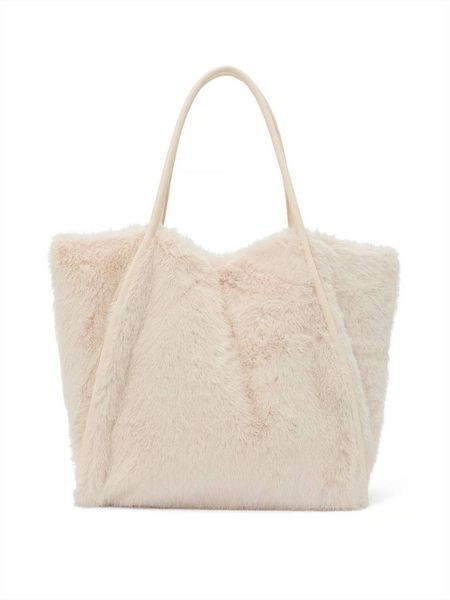 Сумка Faux-Fur Tote Bag White 2903 фото