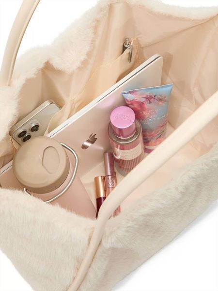 Сумка Faux-Fur Tote Bag White 2903 фото