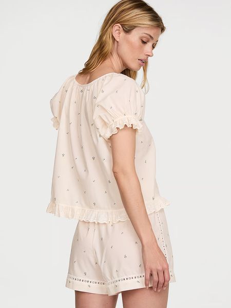 Піжамний комплект Victoria's Secret Cotton Dream Puff-Sleeve Short Pajama Set 11281194 фото