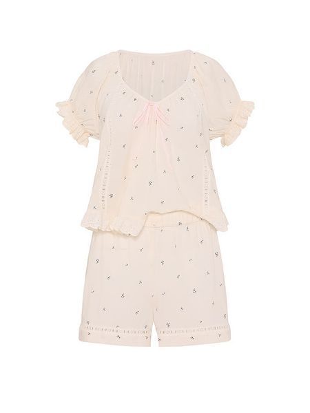 Піжамний комплект Victoria's Secret Cotton Dream Puff-Sleeve Short Pajama Set 11281194 фото